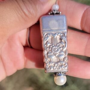 Vintage 1936 coronation silver plate repousse knife handle angel bell pendant